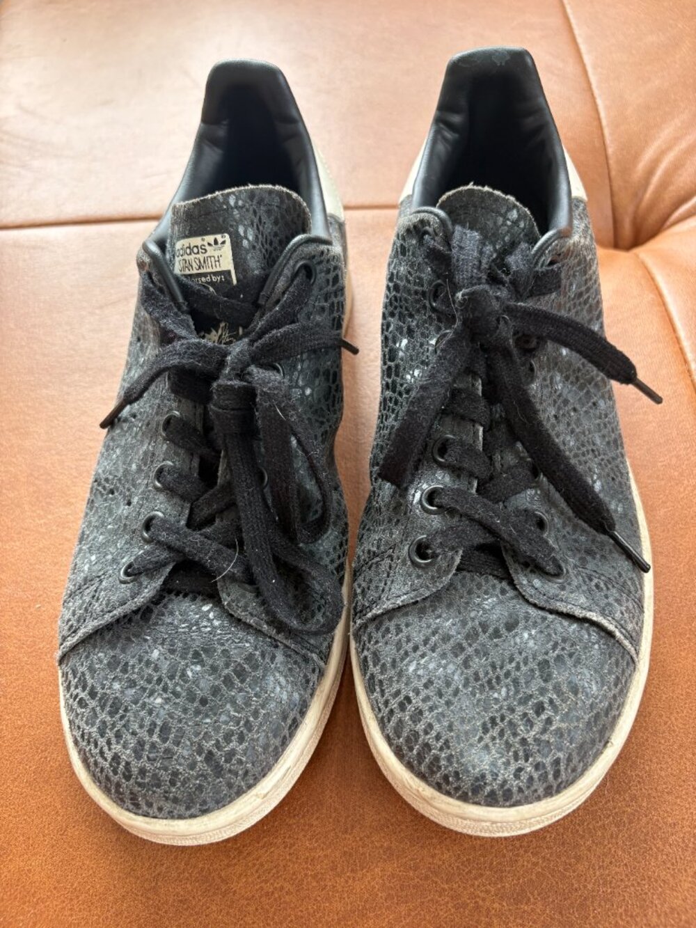 Adidas Originals Stan Smith Black Snakeskin Sneakers | Men's Size 8.5 - Picture 5 of 6